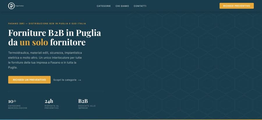 Screenshot del sito Puglia Forniture