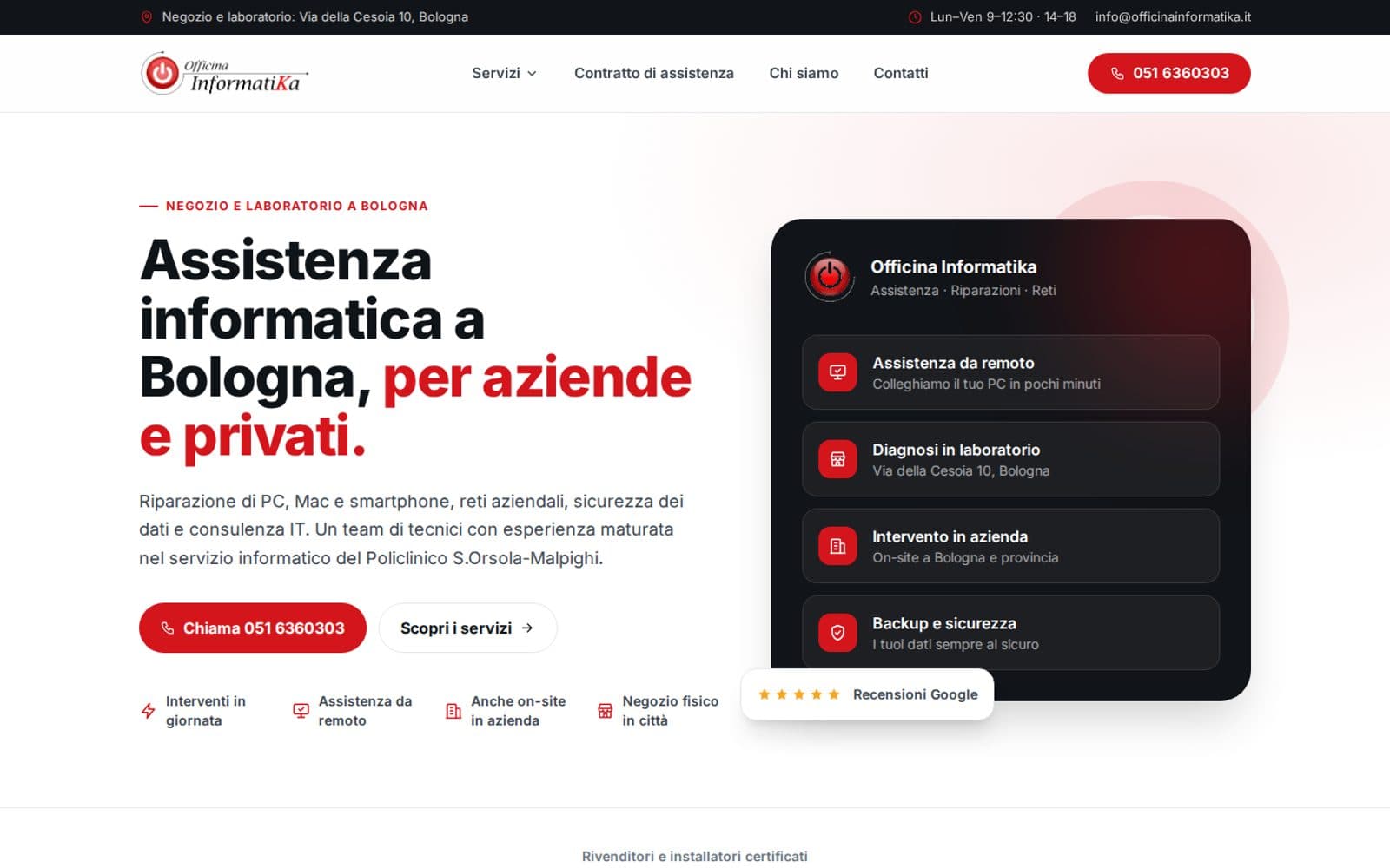 Online il nuovo sito di Officina Informatika: assistenza informatica a Bologna, più veloce e più chiara