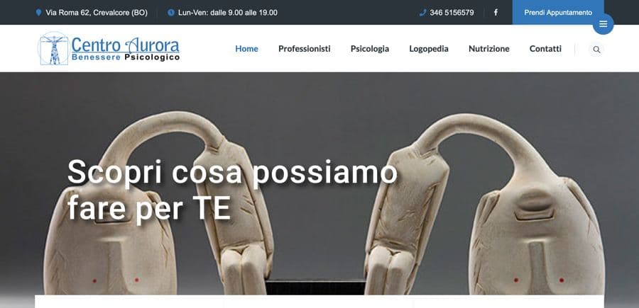 Screenshot del sito Centro Aurora Crevalcore
