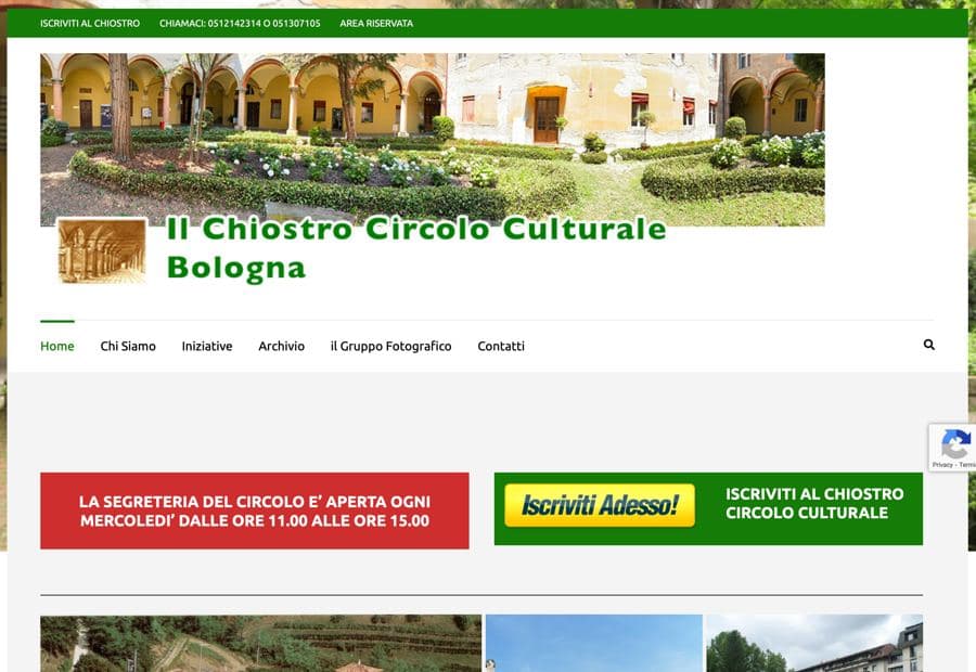Screenshot del sito Il Chiostro Circolo Culturale Bologna