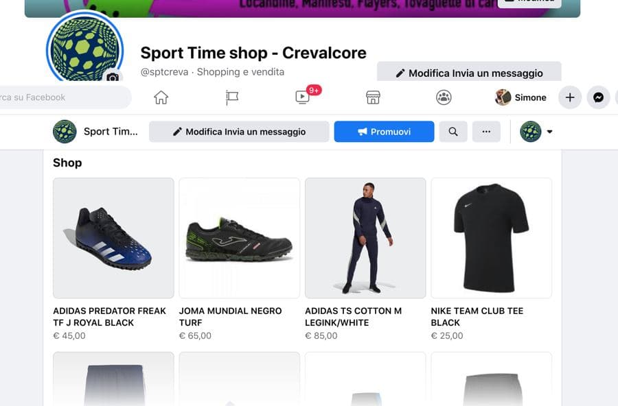 Screenshot del sito Sport Time Shop Crevalcore
