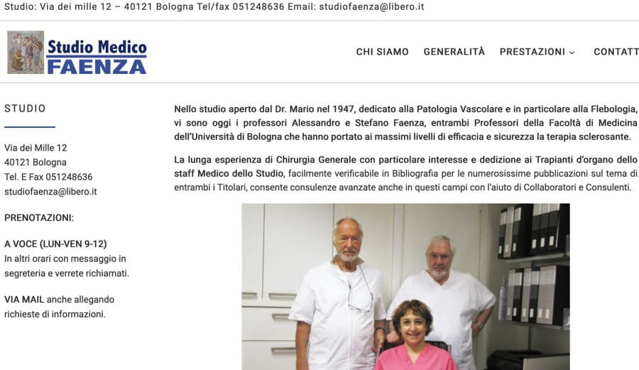 Screenshot del sito Studio Flebologia Faenza Bologna
